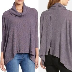 Free People | Women’s purple grey World Traveler cowl neck split back top size S